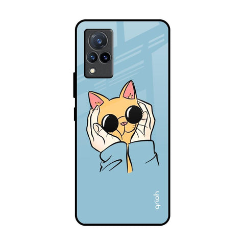 Adorable Cute Kitty Vivo V21 Glass Back Cover Online