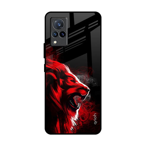 Red Angry Lion Vivo V21 Glass Back Cover Online