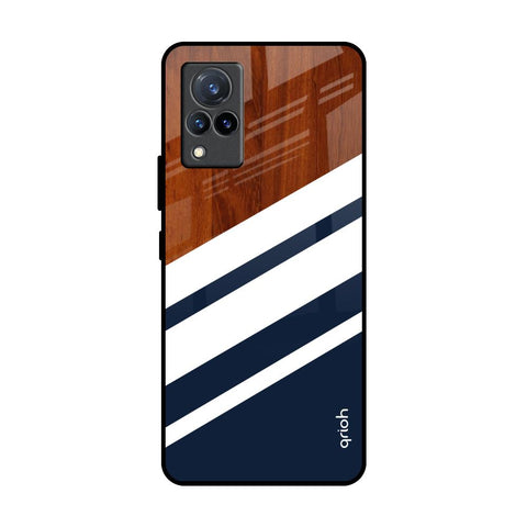 Bold Stripes Vivo V21 Glass Back Cover Online