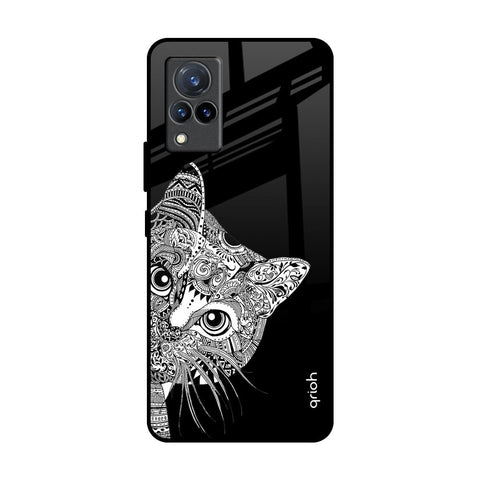 Kitten Mandala Vivo V21 Glass Back Cover Online