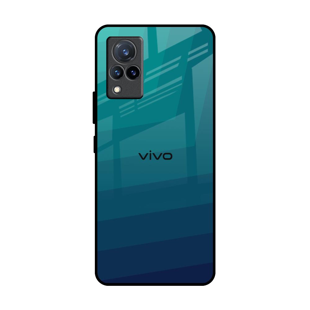 Green Triangle Pattern Vivo V21 Glass Back Cover Online