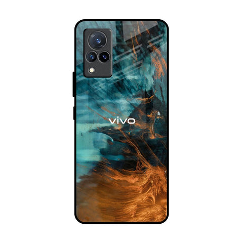 Golden Splash Vivo V21 Glass Back Cover Online