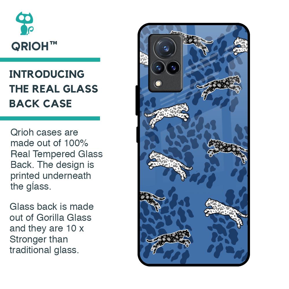 Blue Cheetah Glass Case for Vivo V21