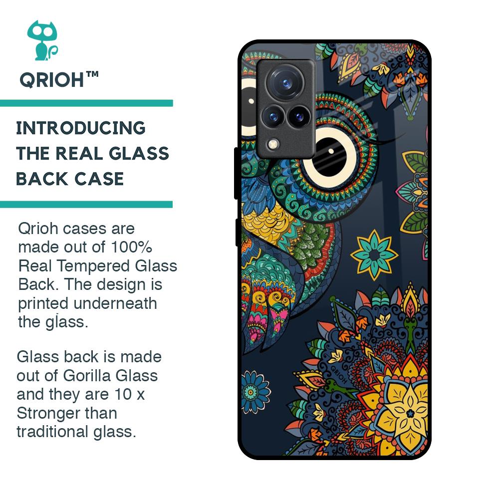 Owl Art Glass Case for Vivo V21