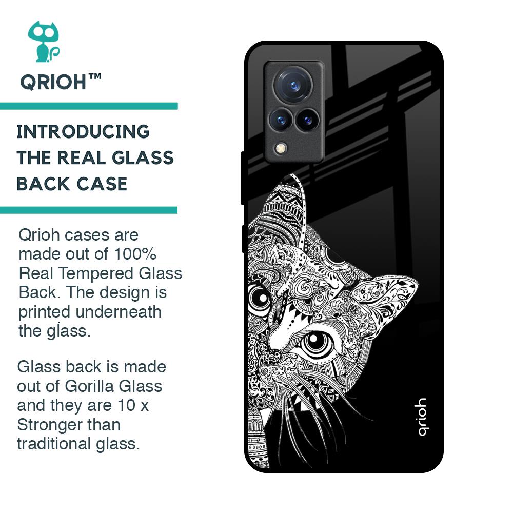 Kitten Mandala Glass Case for Vivo V21