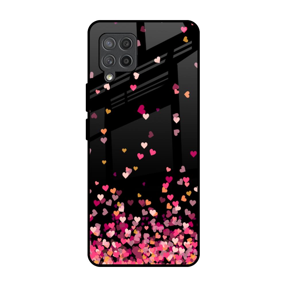 Heart Rain Fall Samsung Galaxy M42 Glass Back Cover Online