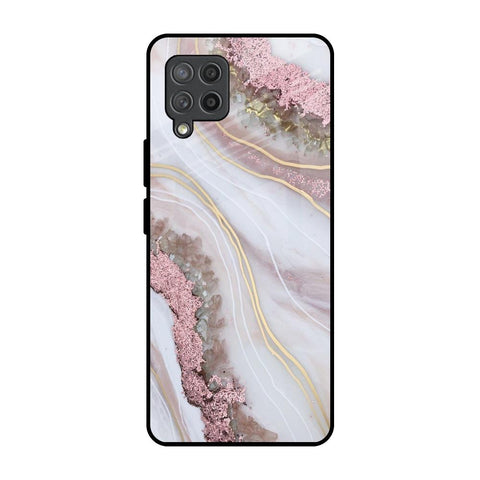 Pink & Gold Gllitter Marble Samsung Galaxy M42 Glass Back Cover Online