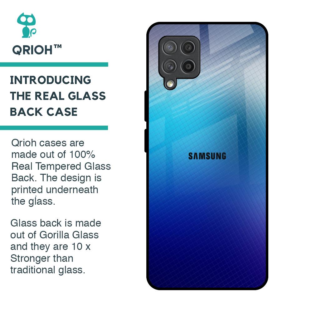 Blue Rhombus Pattern Glass Case for Samsung Galaxy M42