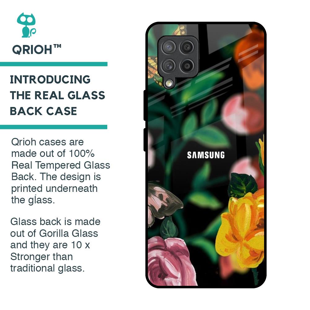 Flowers & Butterfly Glass Case for Samsung Galaxy M42