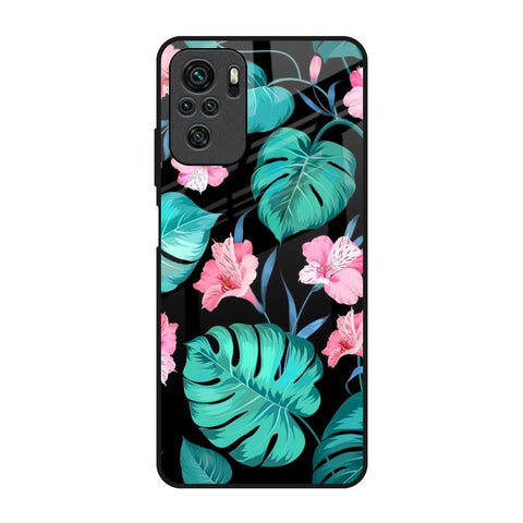 Tropical Leaves & Pink Flowers Redmi Note 10S Glass Back Cover Online