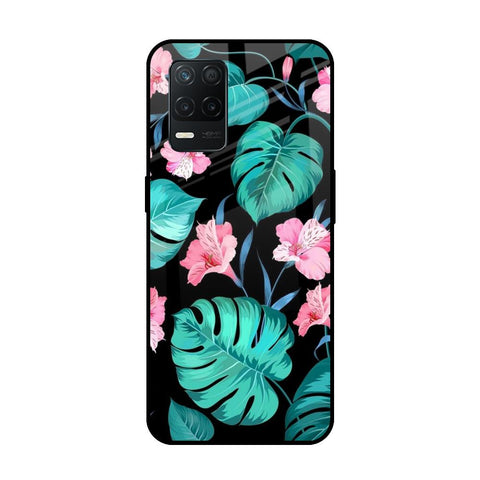 Tropical Leaves & Pink Flowers Realme 8 5G Glass Back Cover Online