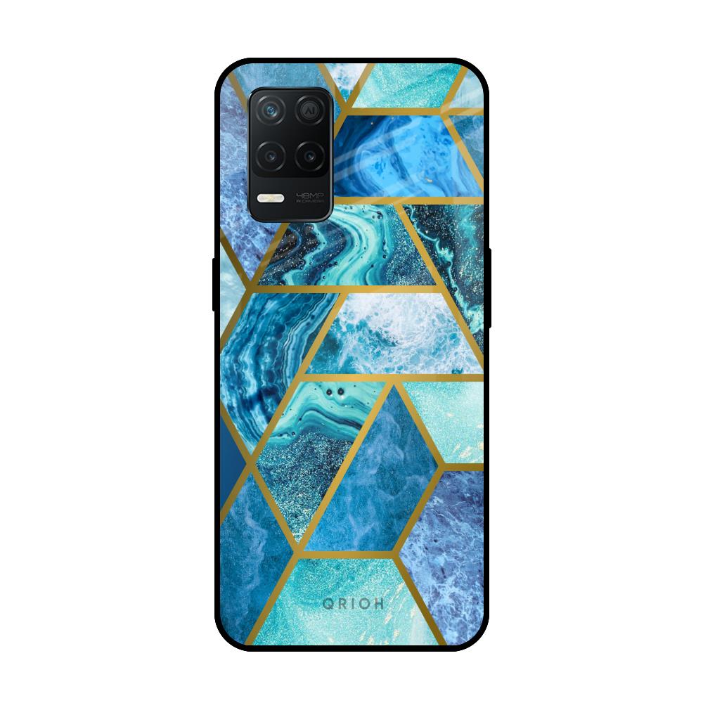Turquoise Geometrical Marble Realme 8 5G Glass Back Cover Online