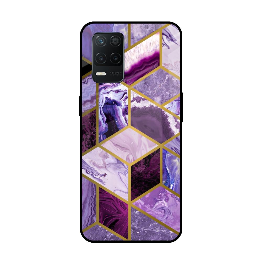 Purple Rhombus Marble Realme 8 5G Glass Back Cover Online