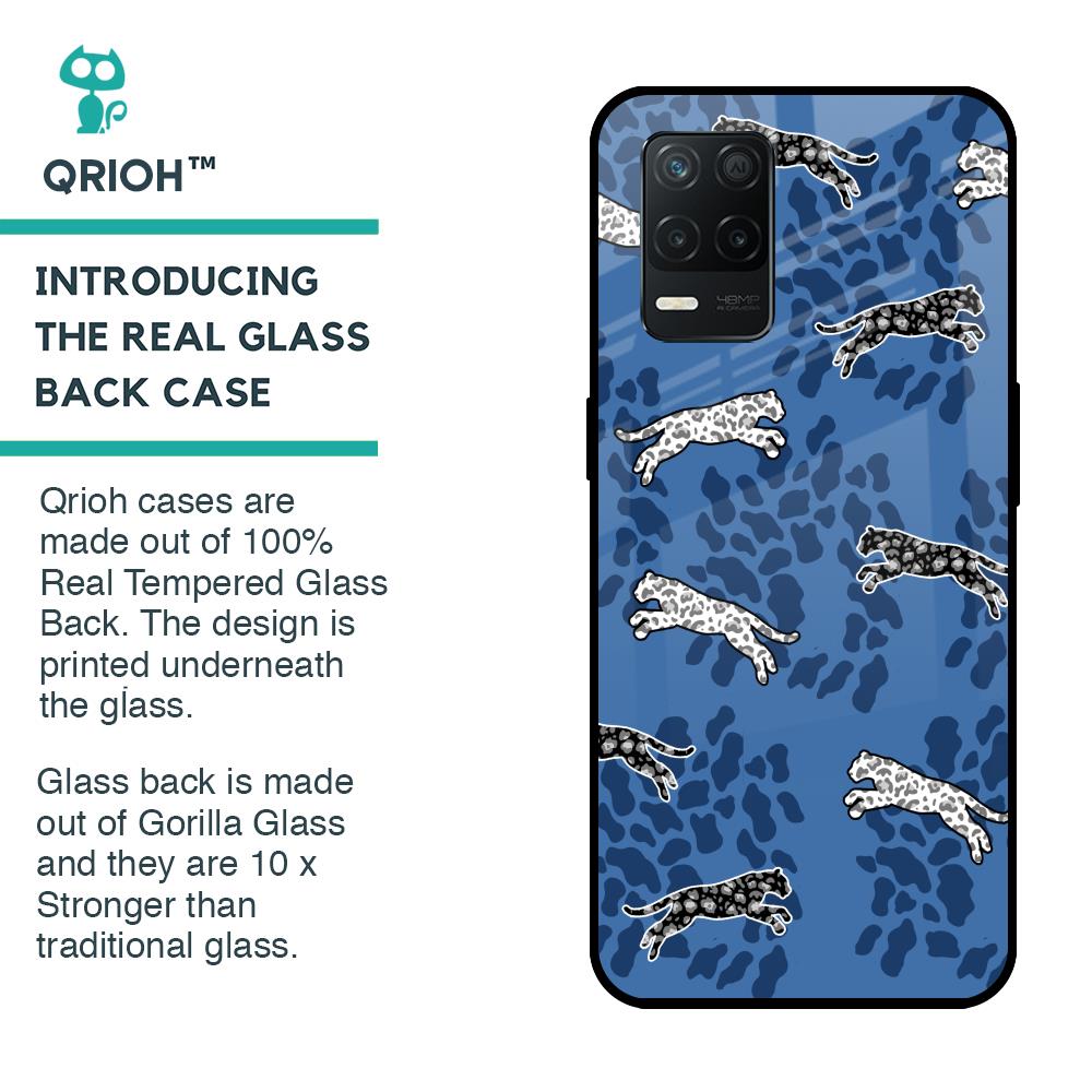 Blue Cheetah Glass Case for Realme 8 5G