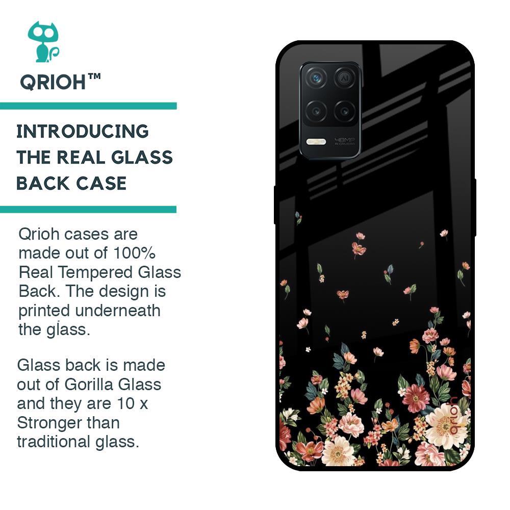 Floating Floral Print Glass Case for Realme 8 5G