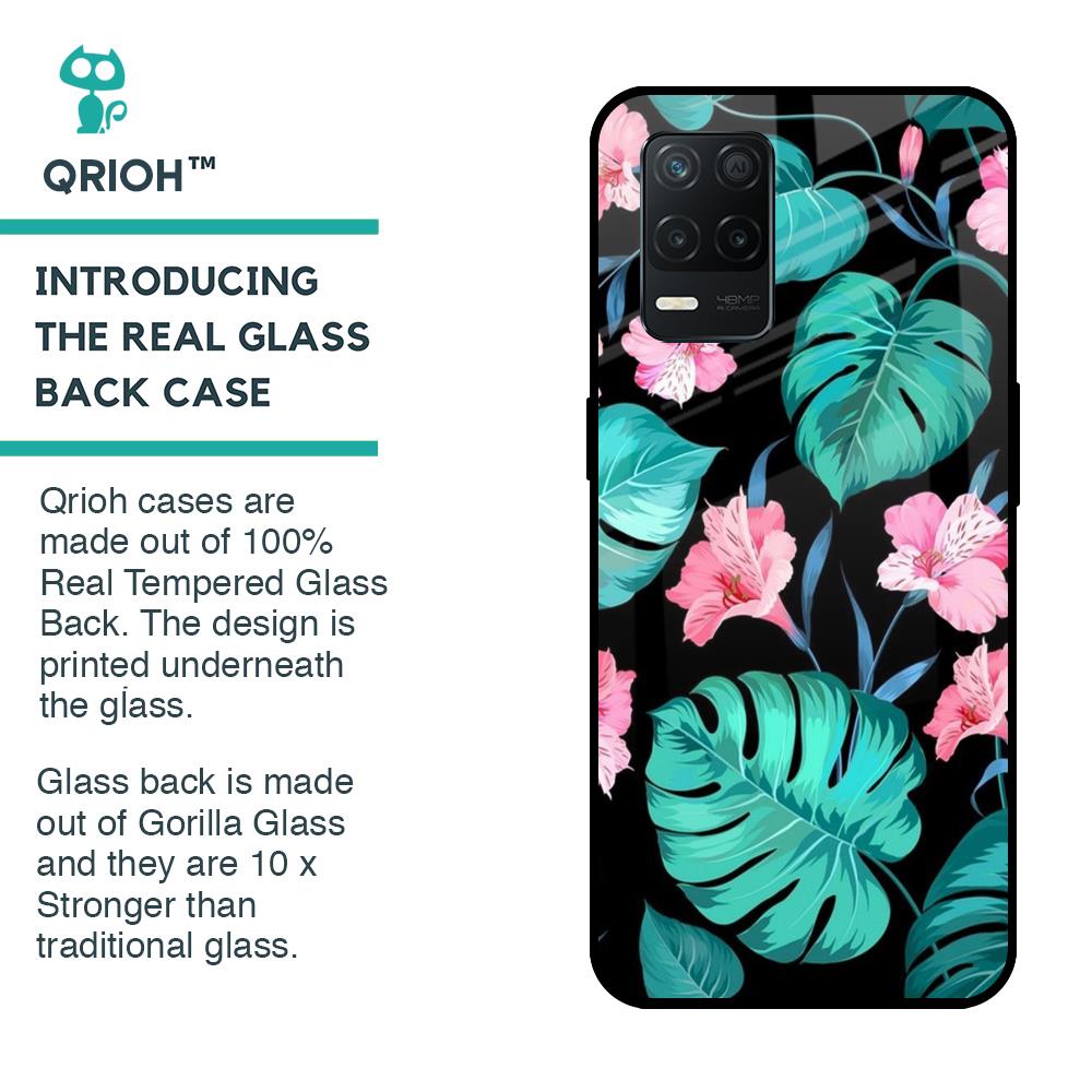 Tropical Leaves & Pink Flowers Glass case for Realme 8 5G