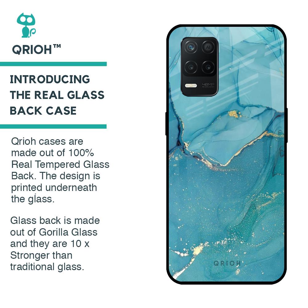 Blue Golden Glitter Glass Case for Realme 8 5G
