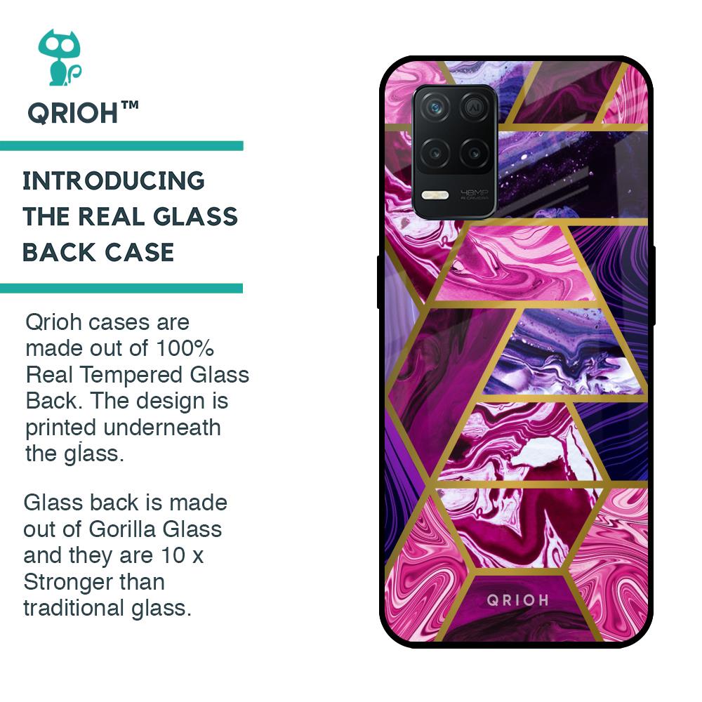 Electroplated Geometric Marble Glass Case for Realme 8 5G