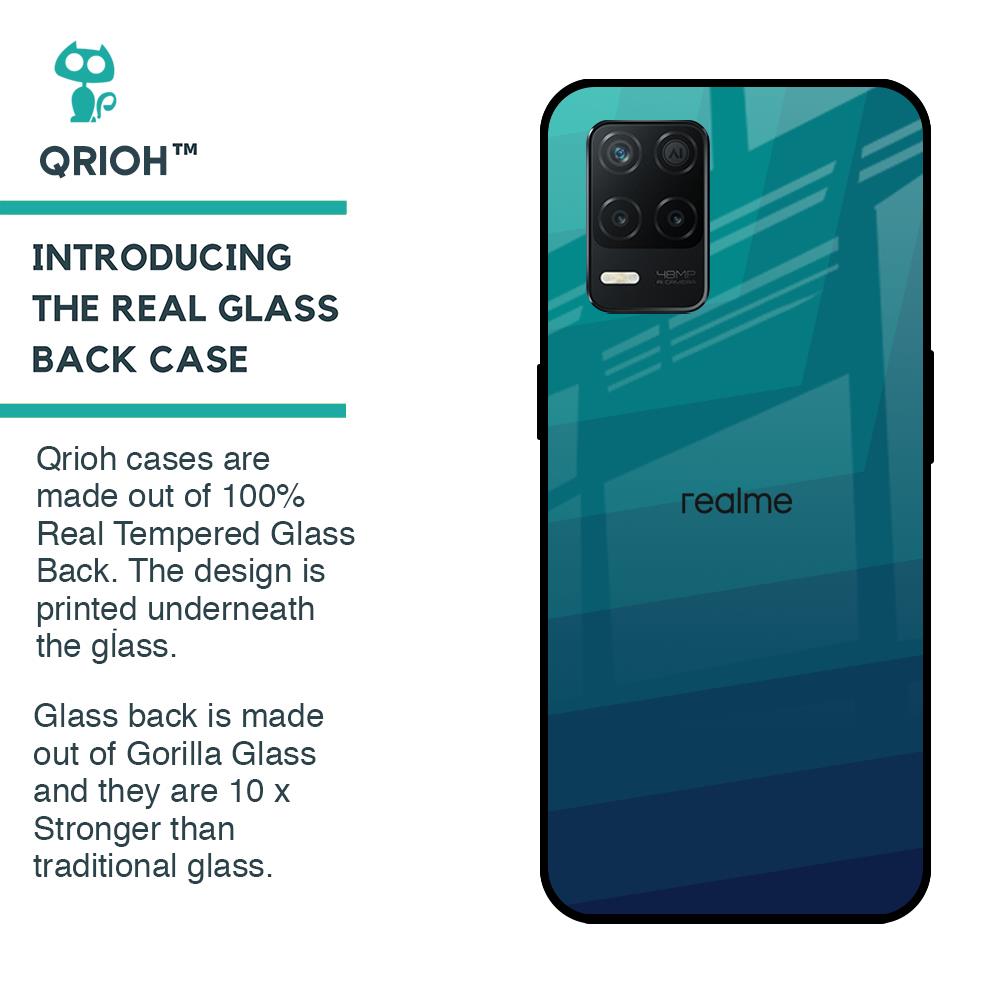 Green Triangle Pattern Glass Case for Realme 8 5G