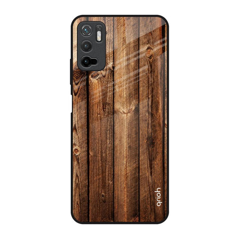 Timber Printed Poco M3 Pro Glass Back Cover Online