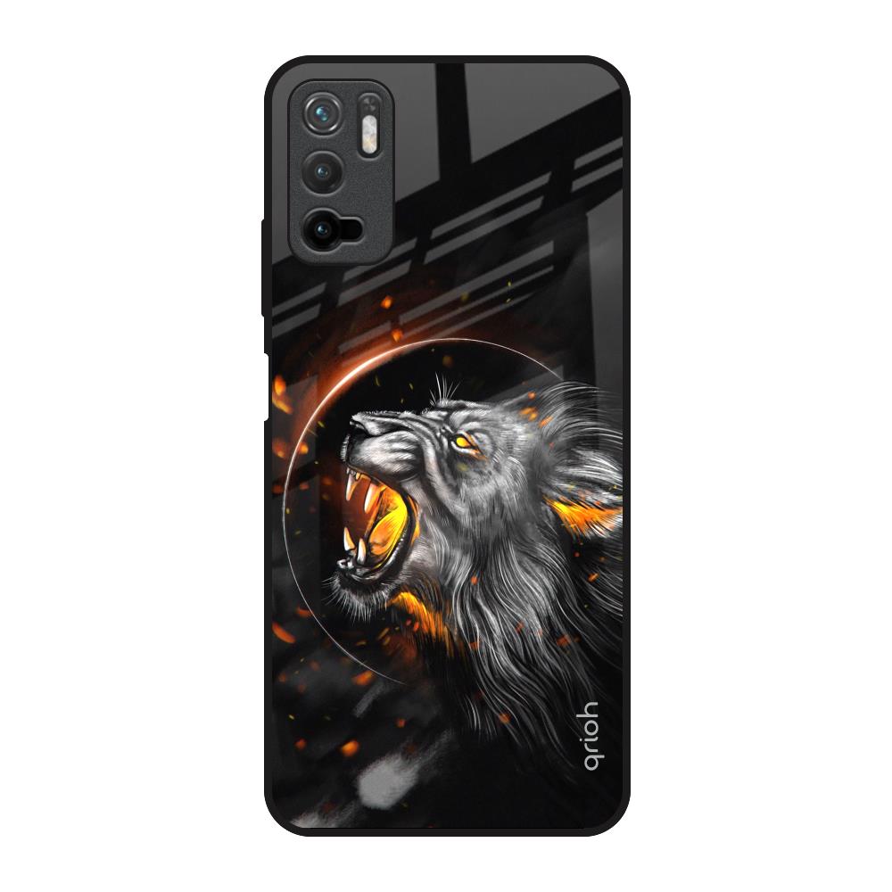 Aggressive Lion Poco M3 Pro Glass Back Cover Online