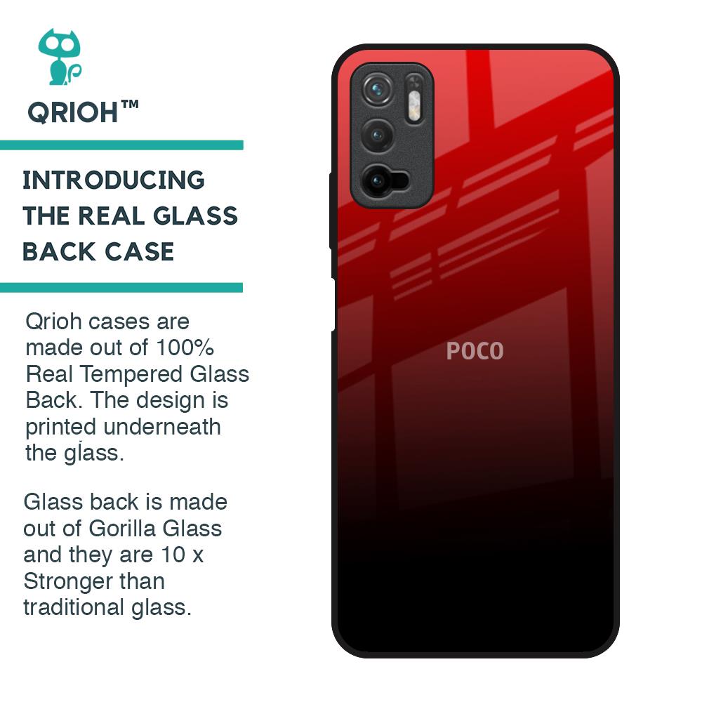 Maroon Faded Glass Case for Poco M3 Pro