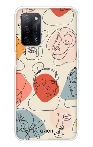 Abstract Faces Oppo A53s Back Cover