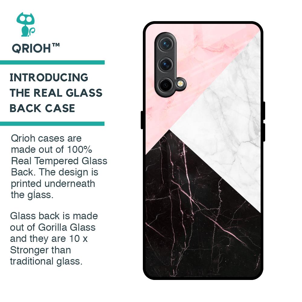 Marble Collage Art Glass Case For OnePlus Nord CE