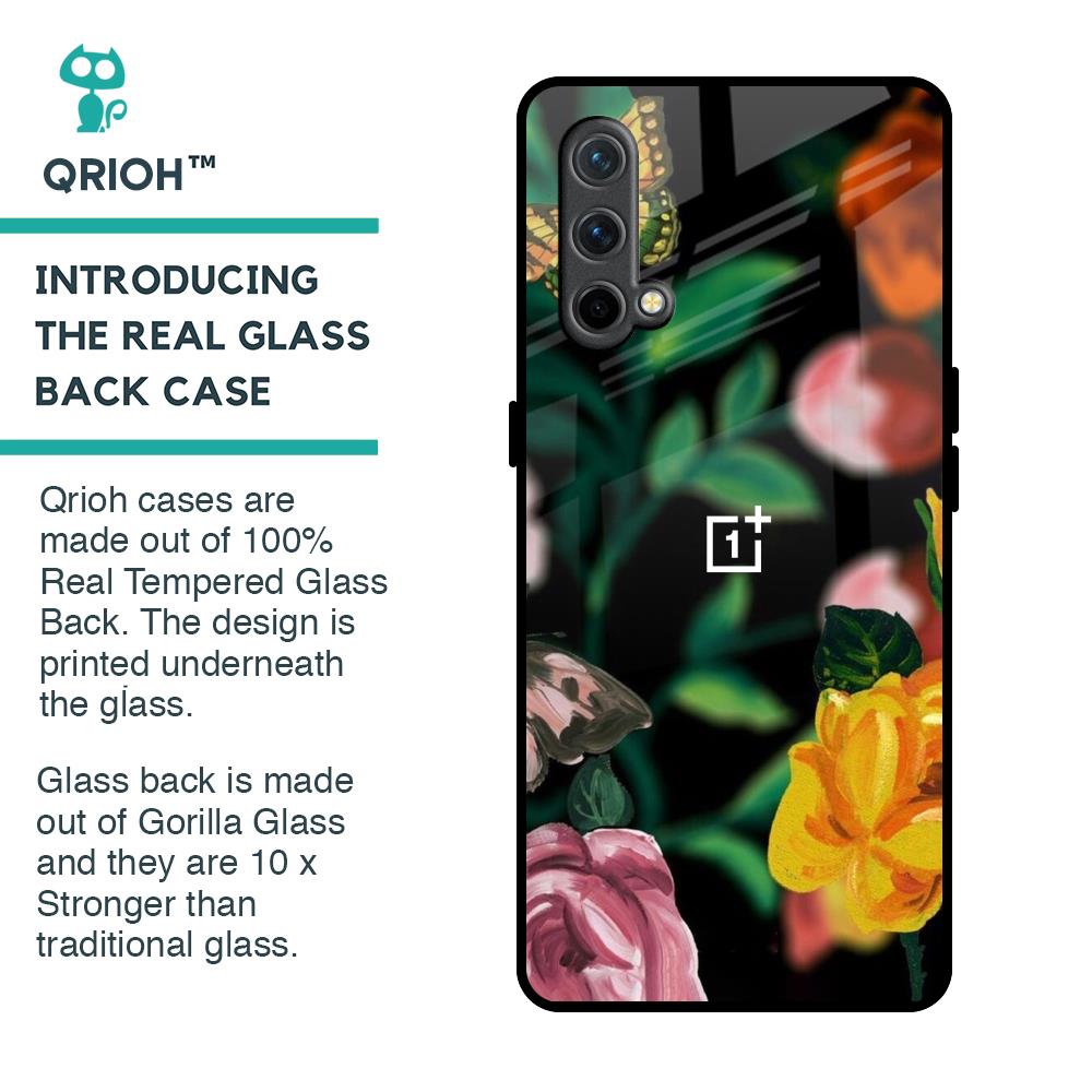 Flowers & Butterfly Glass Case for OnePlus Nord CE