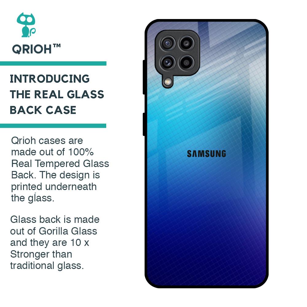 Blue Rhombus Pattern Glass Case for Samsung Galaxy M32
