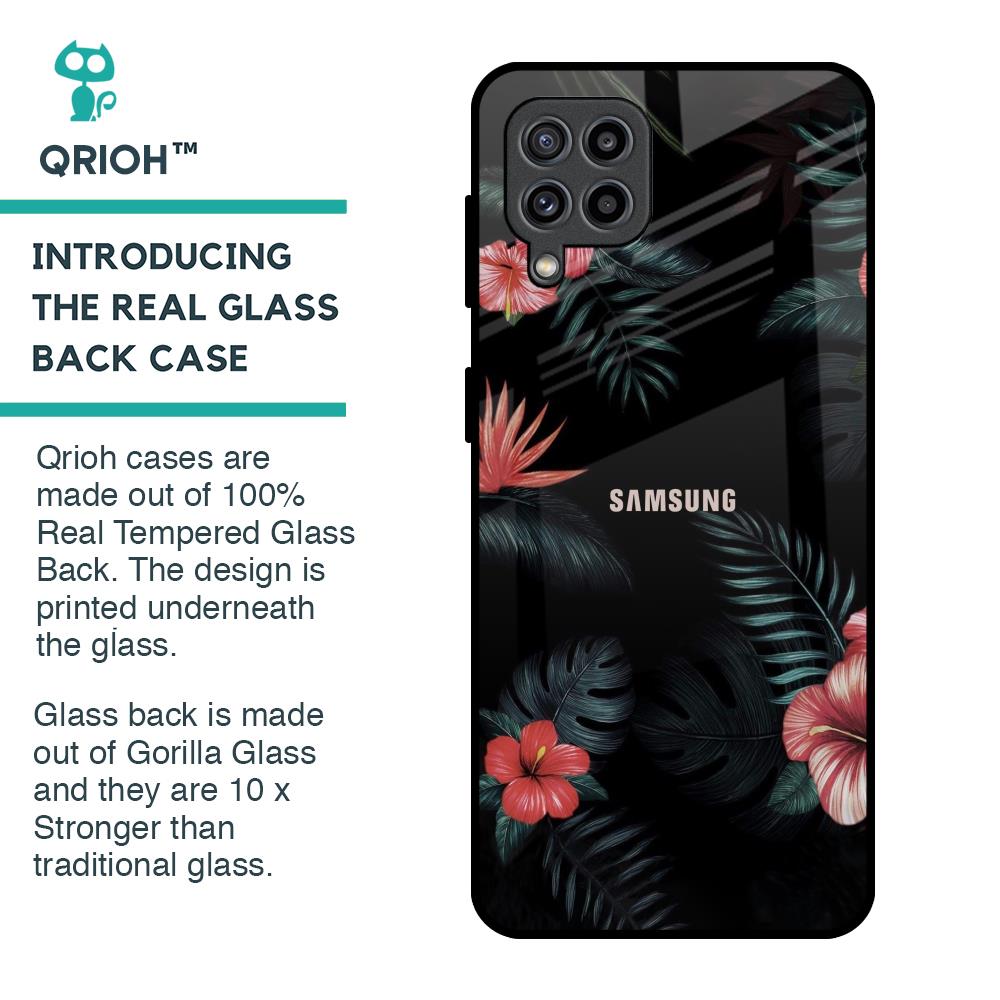 Tropical Art Flower Glass Case for Samsung Galaxy M32