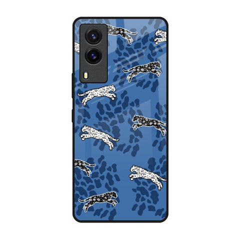 Blue Cheetah Vivo V21e Glass Back Cover Online