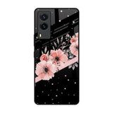 Floral Black Band Vivo V21e Glass Back Cover Online