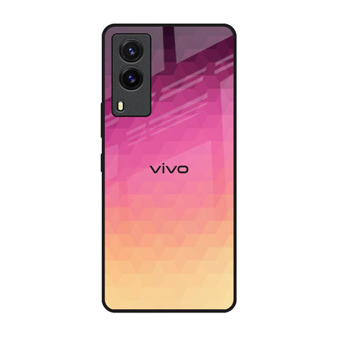 Geometric Pink Diamond Vivo V21e Glass Back Cover Online