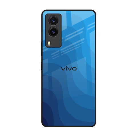 Blue Wave Abstract Vivo V21e Glass Back Cover Online