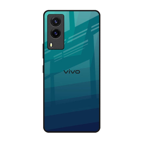 Green Triangle Pattern Vivo V21e Glass Back Cover Online
