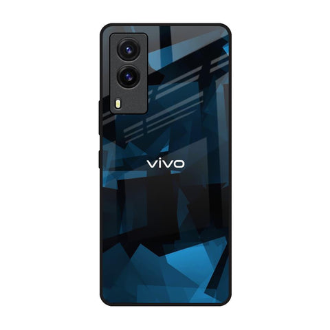 Polygonal Blue Box Vivo V21e Glass Back Cover Online