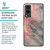Pink And Grey Marble Glass Case For Vivo V21e
