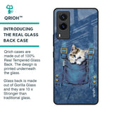 Kitty In Pocket Glass Case For Vivo V21e