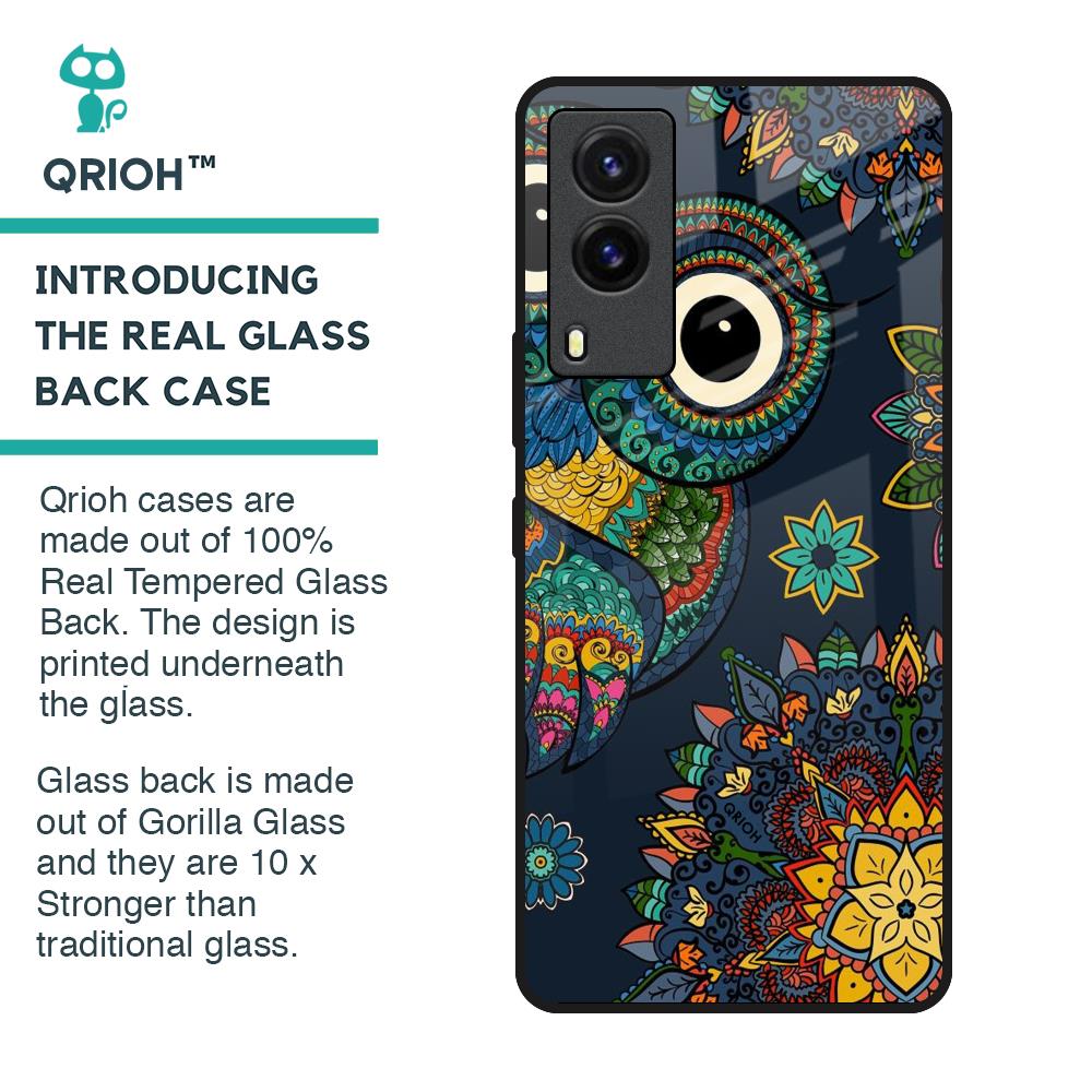 Owl Art Glass Case for Vivo V21e