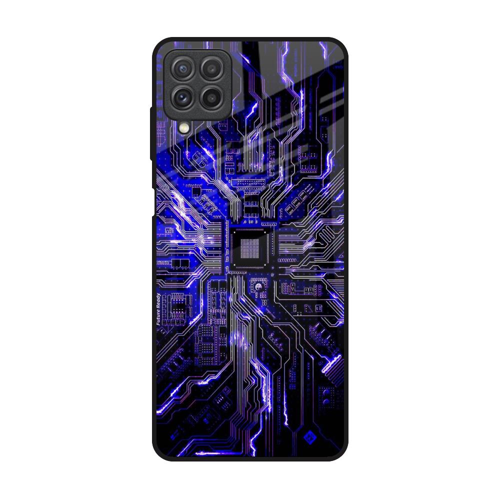 Techno Color Pattern Samsung Galaxy A22 Glass Back Cover Online