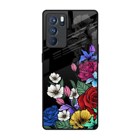 Rose Flower Bunch Art Oppo Reno6 Pro Glass Back Cover Online