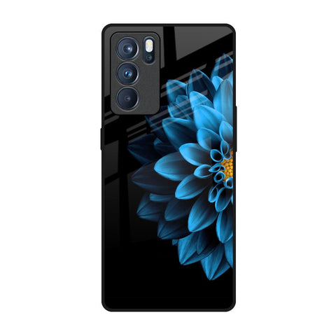 Half Blue Flower Oppo Reno6 Pro Glass Back Cover Online