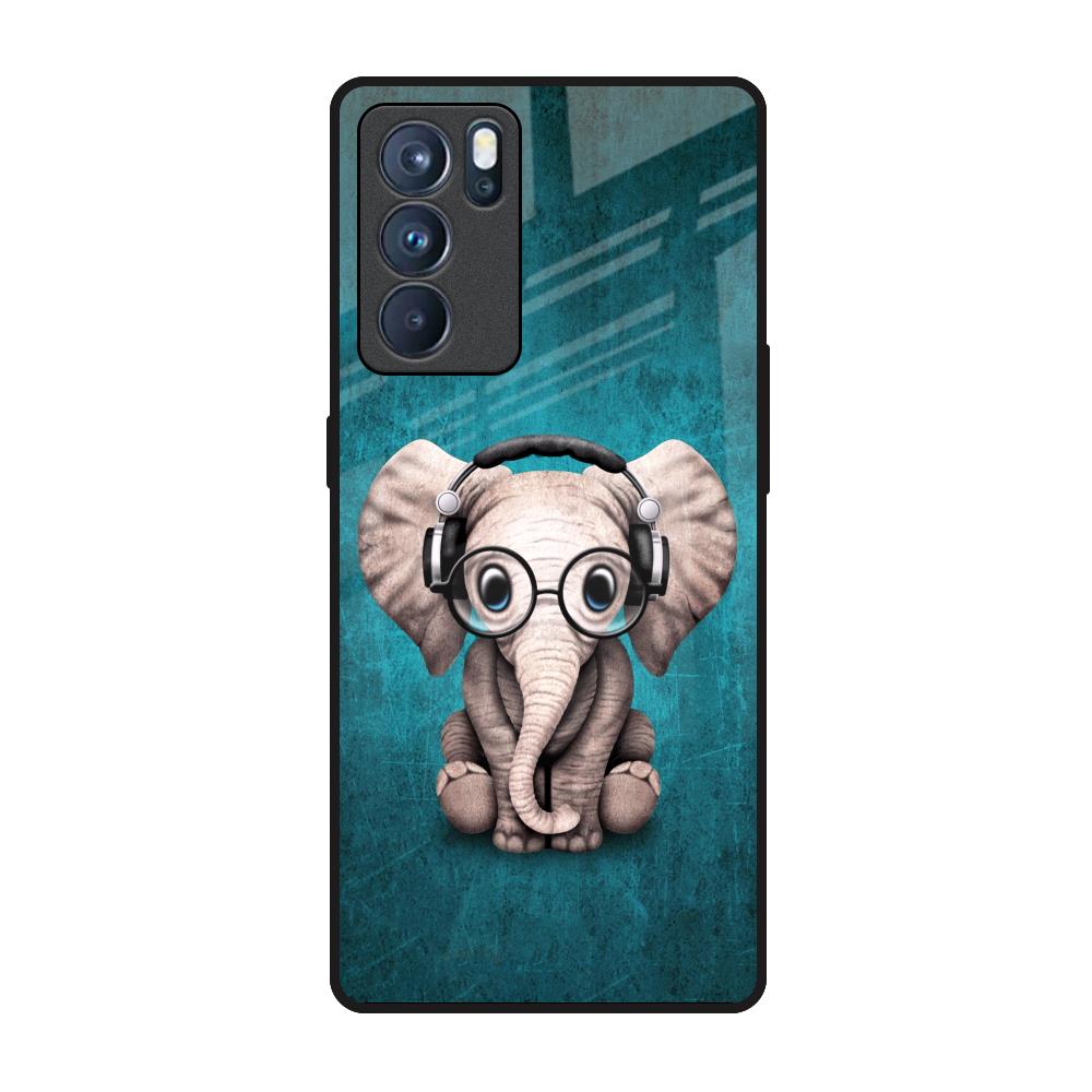 Adorable Baby Elephant Oppo Reno6 Pro Glass Back Cover Online