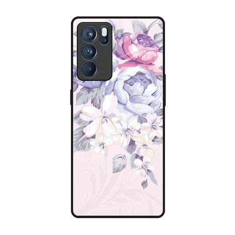 Elegant Floral Oppo Reno6 Pro Glass Back Cover Online