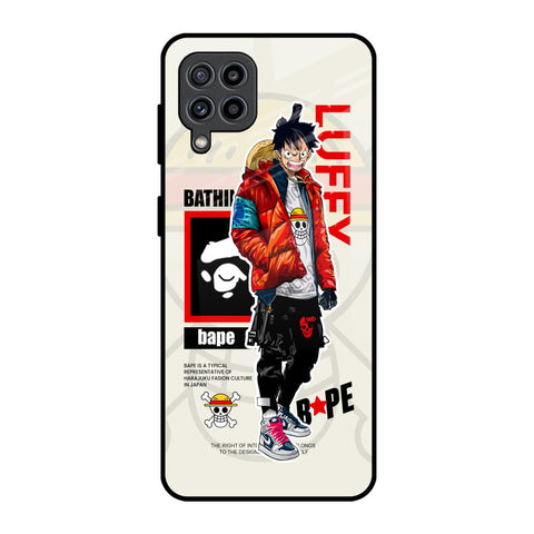 Bape Luffy Samsung Galaxy F22 Glass Back Cover Online