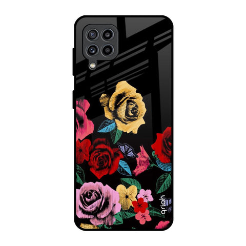 Floral Decorative Samsung Galaxy F22 Glass Back Cover Online