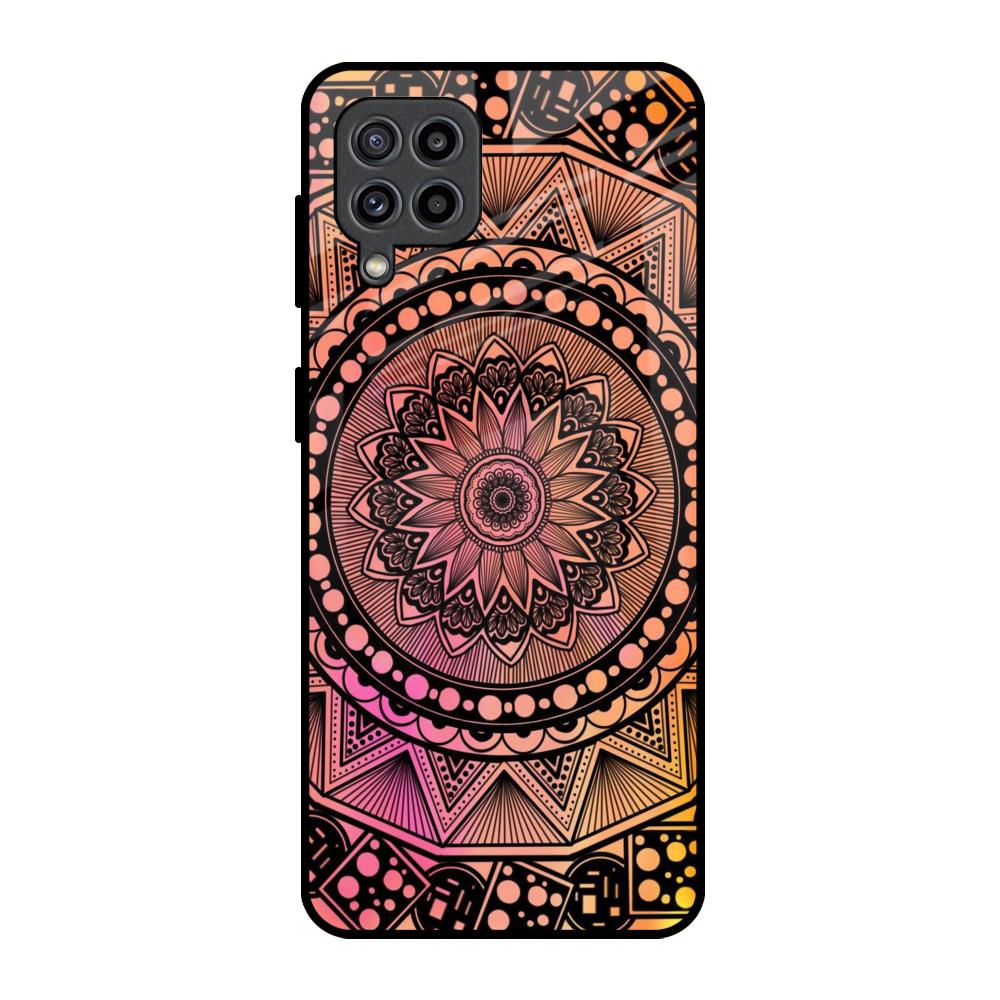 Floral Mandala Samsung Galaxy F22 Glass Back Cover Online