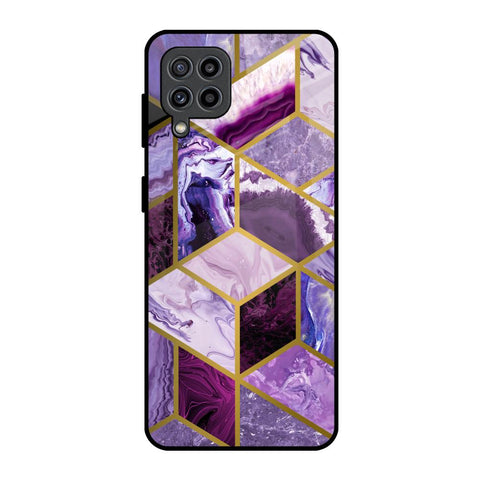 Purple Rhombus Marble Samsung Galaxy F22 Glass Back Cover Online