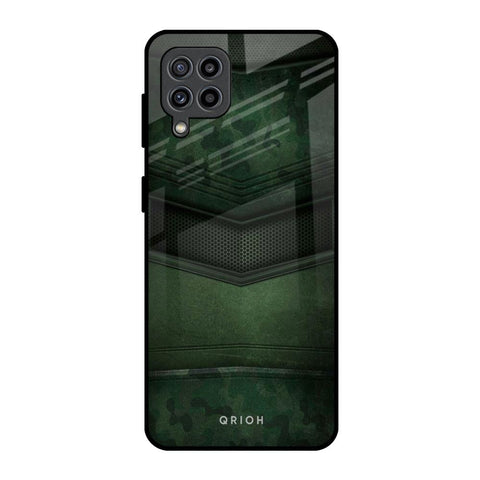 Green Leather Samsung Galaxy F22 Glass Back Cover Online